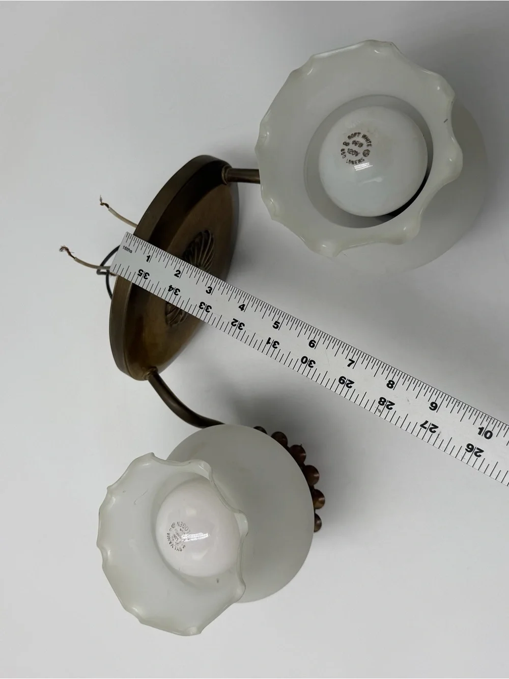 Vintage Lavery & Co. 2 Light Wall Sconce Frosted Tulip Glass Brass Fixture